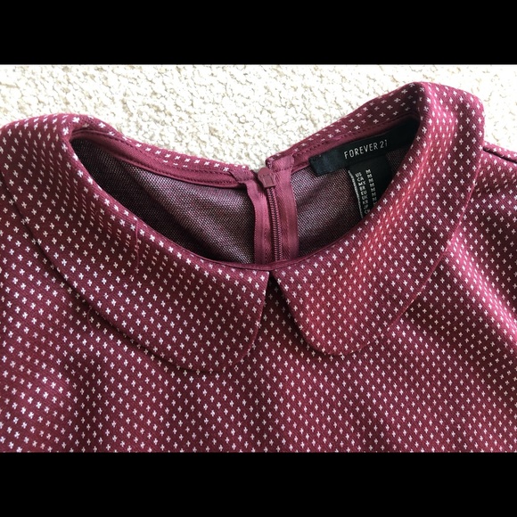 Forever 21 Burgundy Short Sleeve Collar Dress M - Picture 3 of 9